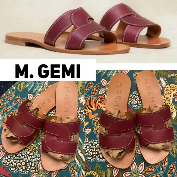 Sold Out M. Gemi Made In Italy Rare Dark Red Leather Lorenza Sandal - Picture 1 of 10